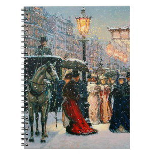  Winter Parisian Scene met kerstcadeau Notitieboek