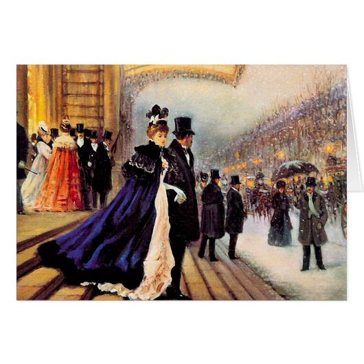  Winter Parisian Scene met kerstKaart (Voorkant Horizontaal)