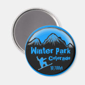 Winter Park Colorado blauwe snowboard kunstmagneet Magneet (Voorkant / Achterkant)