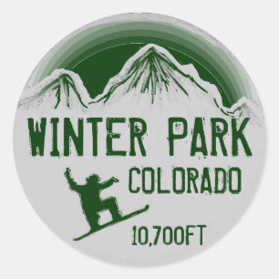 Winter Park Colorado green snowboard art stickers