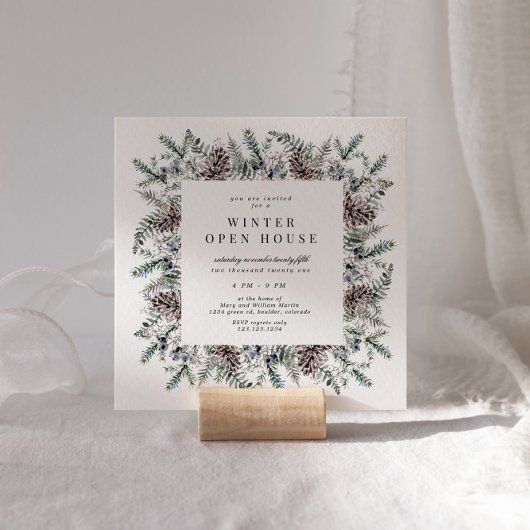 Winter Pastel Elegante Vierkante Open Huis Kaart