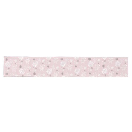 Winter Pastel Pink Snowflake kerstseizoen Lange Tafelloper (Horizontaal)