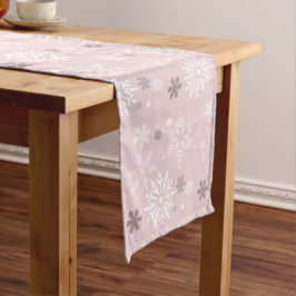 Winter Pastel Pink Snowflake kerstseizoen Lange Tafelloper
