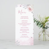 Winter Pastel Pink Snowflake Sleigh Baby Shower Menu (Staand voorkant)