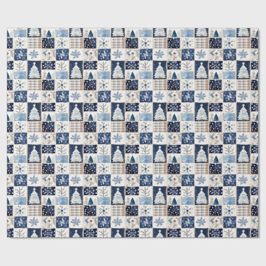 Winter Patchwork kerstcadeau inpakpapier (Vlak)