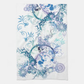 Winter Pattern. Blauw. Turkoois. Theedoek (Verticaal)