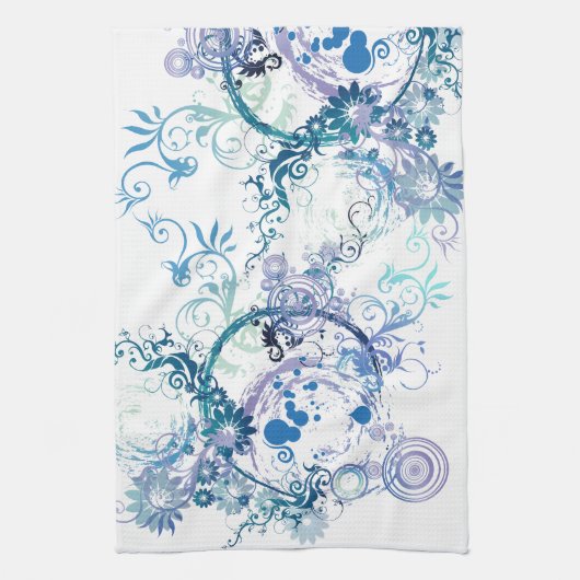 Winter Pattern. Blauw. Turkoois. Theedoek (Verticaal)
