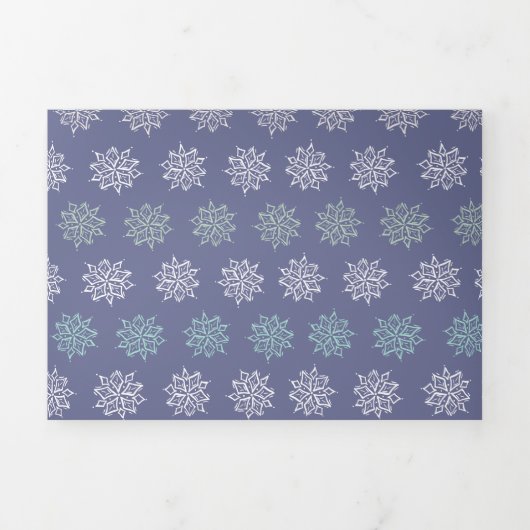 Winter Pattern Blue en White Snowflakes Drieluik Wenskaart (Cover)