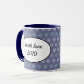 Winter Pattern Blue en White Snowflakes Mok (Voorkant links)