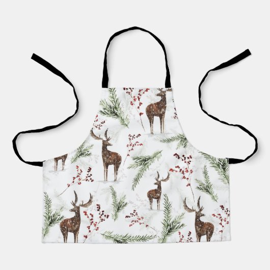 Winter Pattern Deer And Fir Needles Schort (Voorkant)