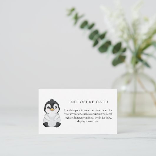 Winter Penguin Baby shower aangepaste behuizing Ka Informatiekaartje (Staand voorkant)