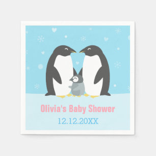 Winter Penguin Family Baby shower Papieren servett Servetten