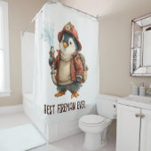 Winter Penguin Firefighter Ping Pong Paddle Douchegordijn (In situ)