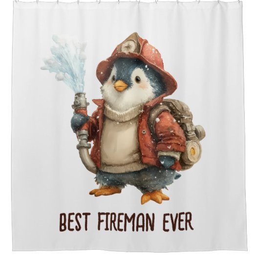 Winter Penguin Firefighter Ping Pong Paddle Douchegordijn (Voorkant)