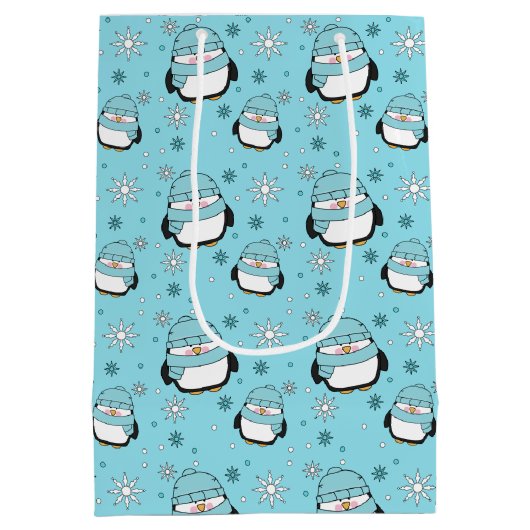 Winter Penguin Gift Bag (medium) Medium Cadeauzakje (Achterkant)