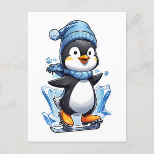 Winter Penguin Ice Staking Briefkaart