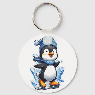 Winter Penguin Ice Staking Sleutelhanger