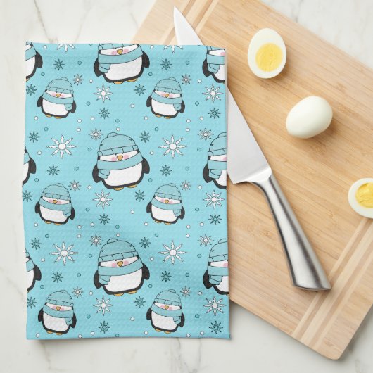 Winter Penguin Kitchen Towel Theedoek (Quarter Fold)