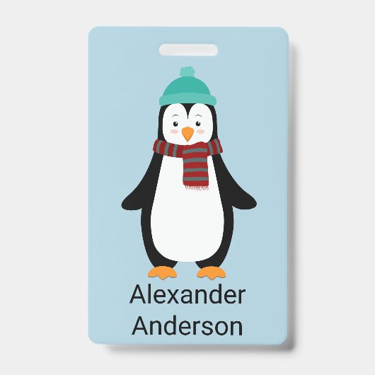 Winter Penguin Name Tag personaliseren Badge (Voorzijde)
