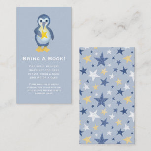 Winter Penguin North Star Baby shower Book Request Informatiekaartje