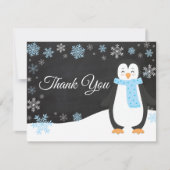 Winter Penguin Snowflake Blue Hartelijk dank Bedankkaart (Voorkant)