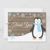 Winter Penguin Snowflake Blue Hartelijk dank Bedankkaart (Voorkant)