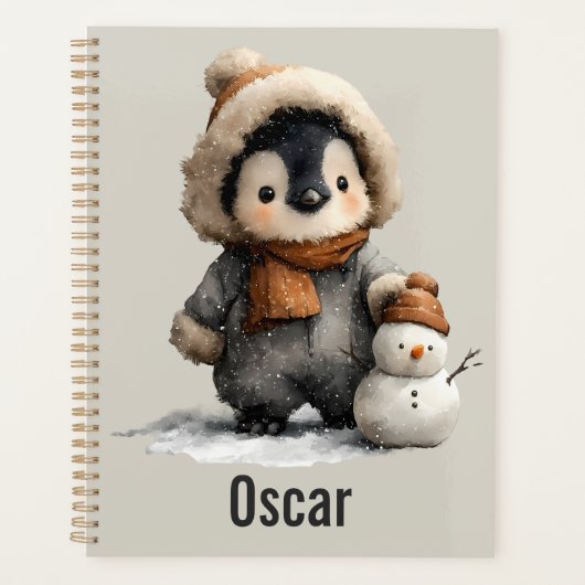 Winter Penguin with Snowman Design Planner (Voorkant)