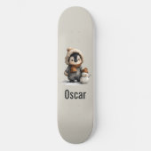 Winter Penguin with Snowman Design Skateboard (Voorkant)