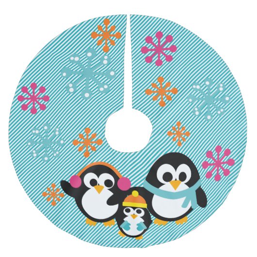 Winter Penguins Holiday Tree Skirt Kerstboom Rok (Voorkant)
