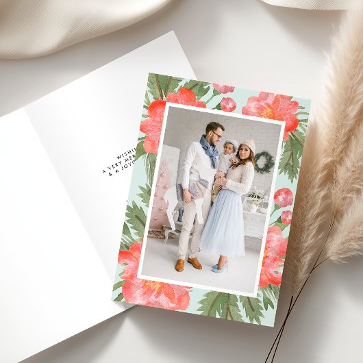 Winter Peony | Vakantievisiefoto gevouwen Feestdagen Kaart