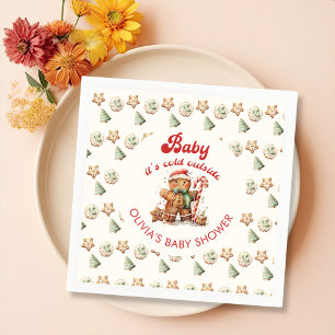 Winter peperkoek kerstboom Baby shower Servet