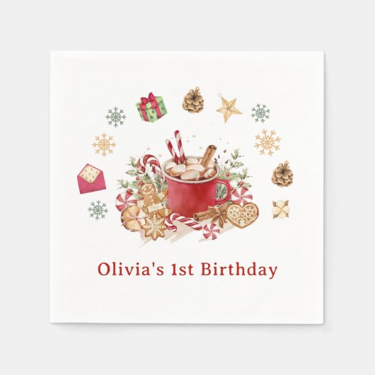 Winter peperkoek Kerstkoekjes Verjaardag Servet (Voorkant)