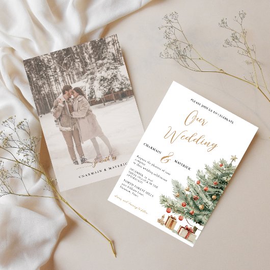 Winter Photo Wedding Holiday Invitation