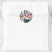 Winter Pin-up Meisje Ronde Sticker (Tas)