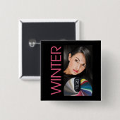 Winter Pin Vierkante Button 5,1 Cm (Voorkant /achterkant)