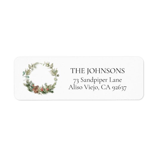 Winter Pine Berry Wreatreturn Address Label (Voorkant)