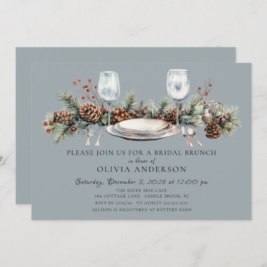 Winter Pine Bridal Brunch Invitation (Devant / Derrière)