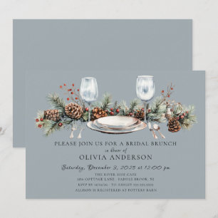 Winter Pine Bruidsbruiloft Brunch Uitnodiging