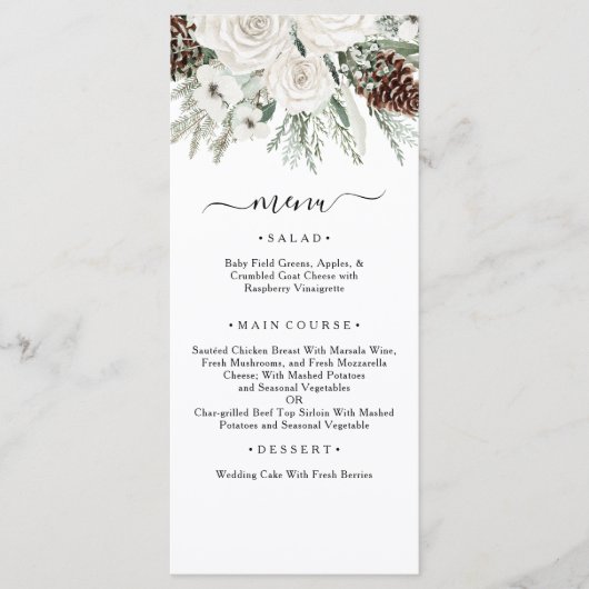 Winter Pine Bruiloft Menu (Voorkant)
