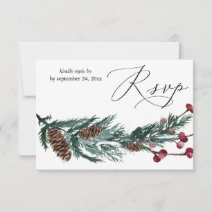 Winter Pine Cone & Berries Greenery met Mal RSVP Kaartje