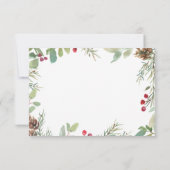 Winter Pine Cones Berry Wedding RSVP Kaartje (Achterkant)