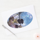 Winter Pine Cones onder een sterrenhemel Ovale Sticker (Envelop)