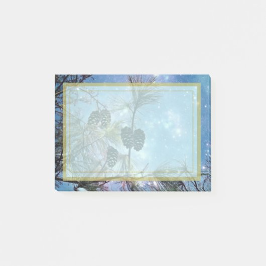 Winter Pine Cones onder een sterrenhemel Post-it® Notes (Voorkant)