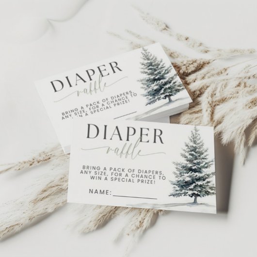 Winter Pine Diaper Raffle Baby Shower Card Informatiekaartje