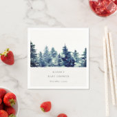 Winter Pine Forest Snowfall Waterverf Baby shower Servet (Insitu)
