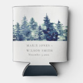 Winter Pine Forest Snowfall Waterverf Wedding Blikjeskoeler (Voorkant)