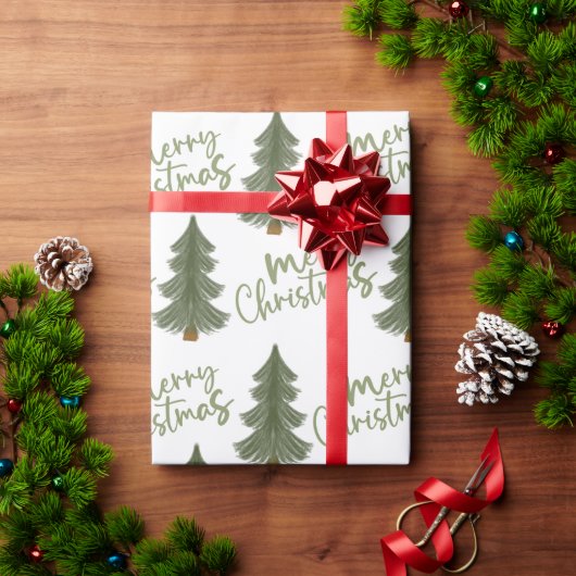 Winter Pine Groene Boom Kerstmis Cadeaupapier (Feestdagen Geschenken)