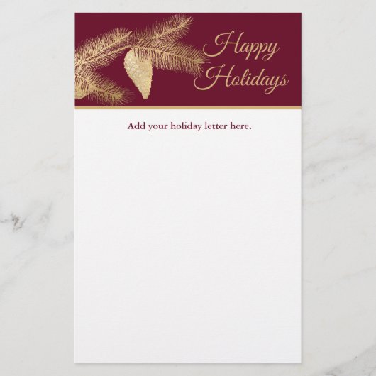 Winter Pine Holiday Briefpapier (Voorkant)