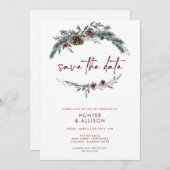 Winter Pine Save the Date Kaart (Voorkant / Achterkant)