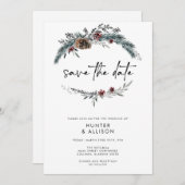 Winter Pine Save the Date Kaart (Voorkant / Achterkant)